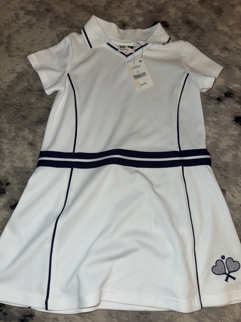 Cotton On White Dress with Navy Trim